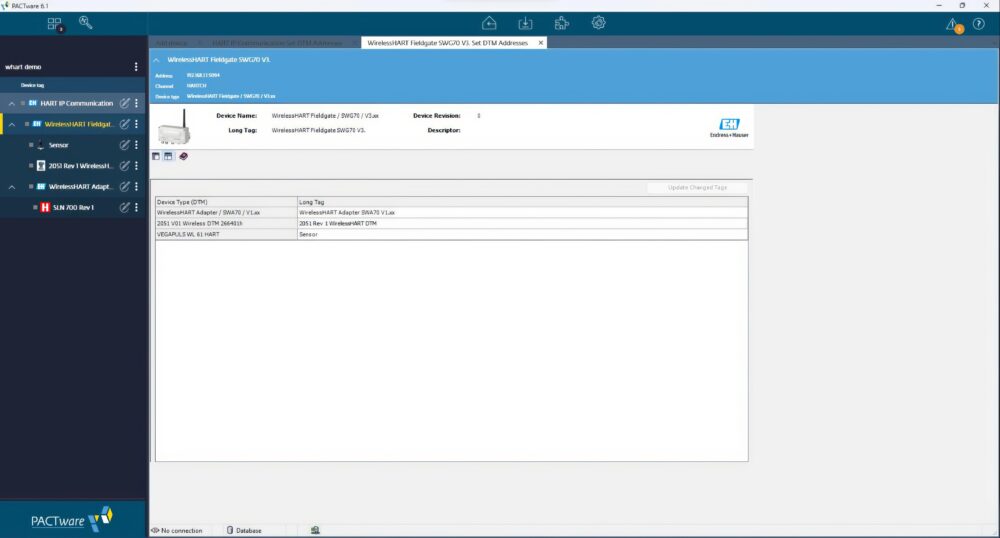 Management of Wireless HART devices (native and adapted) from the Wireless HART Gateway. 