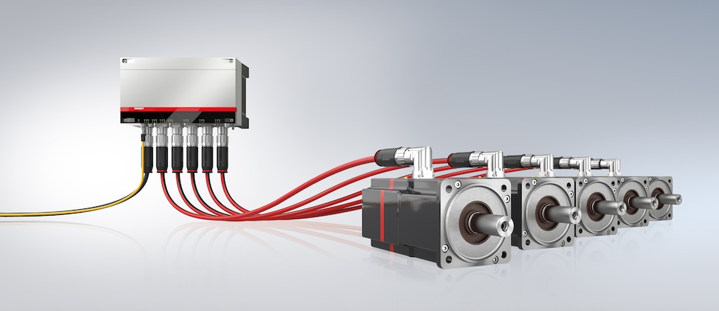 Figure 2: The AMP8000 distributed servo drive system shrinks control cabinet requirements by integrating the servo amplifier into the motor. 