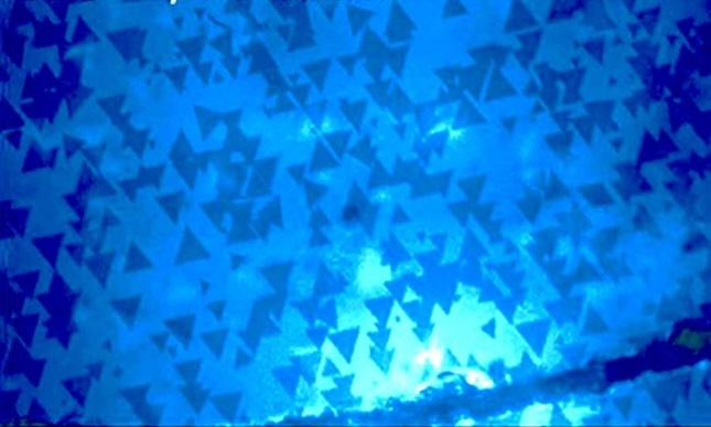 False-color optical image of the MoS2 crystals grown at a high temperature and low flow rate, where the largest average crystal size is obtained among the tested growth conditions. Courtesy: Rice University