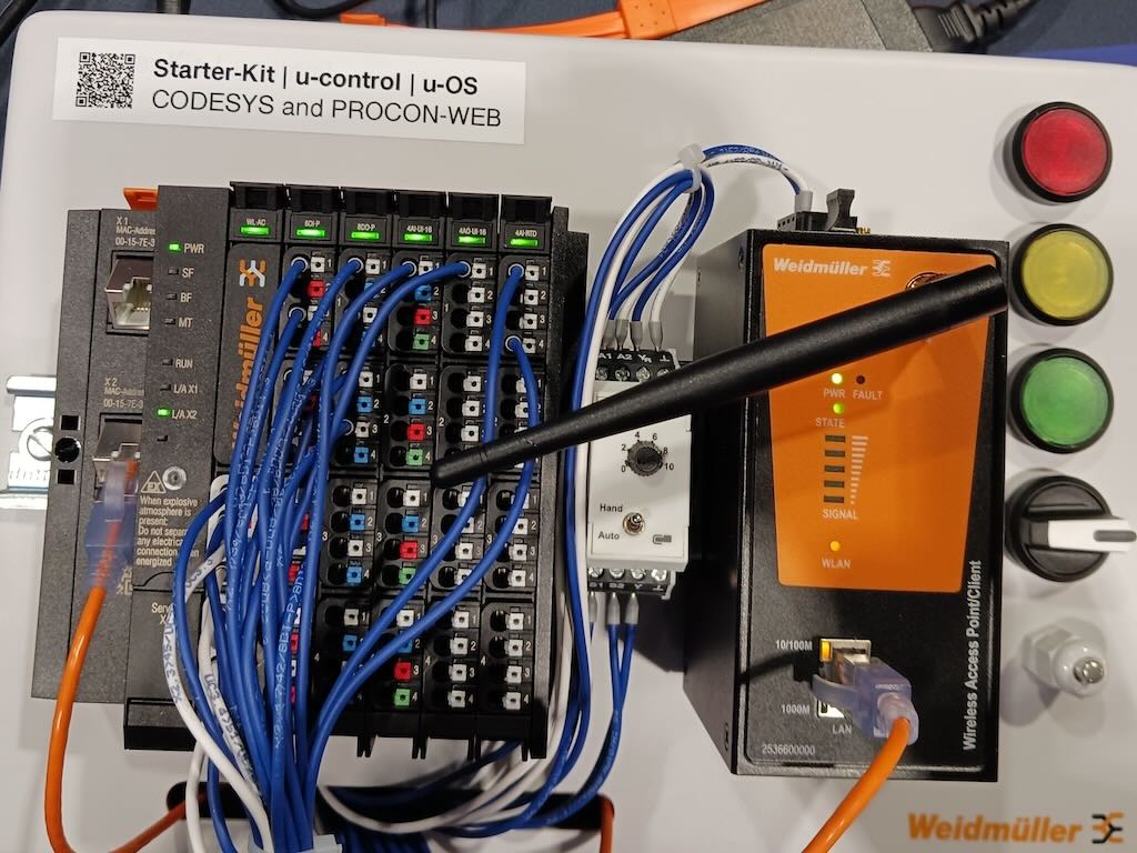 Figure 1: Weidmuller’s starter kit for the u-control controller offers native CODESYS programming, as shown at the DigiKey booth at the Automate 2024 event by A3, the Association for Advancing Automation, in Chicago. 
