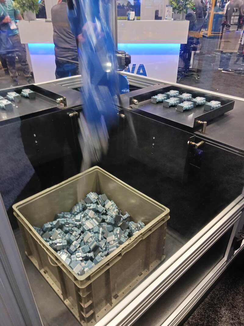 Figure 4: High-speed bin picking and placing can be achieved with robotics, machine vision and easier to use software, as Yaskawa Motoman showed at Automate 2024 event by A3, the Association for Advancing Automation, in Chicago. Courtesy: Mark T. Hoske, Control Engineering