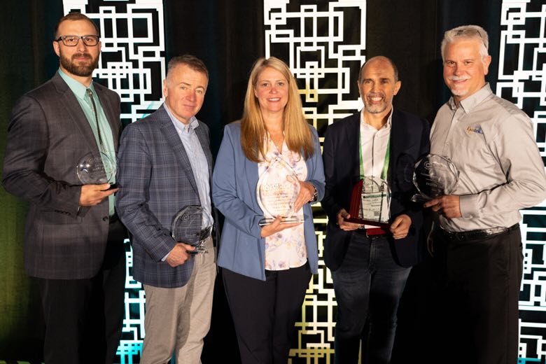 (From left: John Sullivan, Senior Director, DMC, Inc.; Frank Riordan, President, DMC, Inc.; Karen Griffin, Vice President, Hargrove Controls + Automation; Luigi de Bernardini, CEO, Autoware; Jack Barber, Senior Business Consultant, Exotek) 