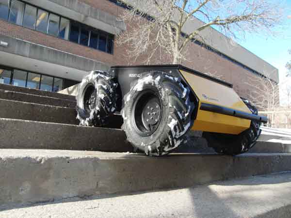 Flexible design software helped Clearpath Robotics speed design cycle with mobile robotics, such as the Husky A200 Unmanned Ground Vehicle. Courtesy: Maplesoft