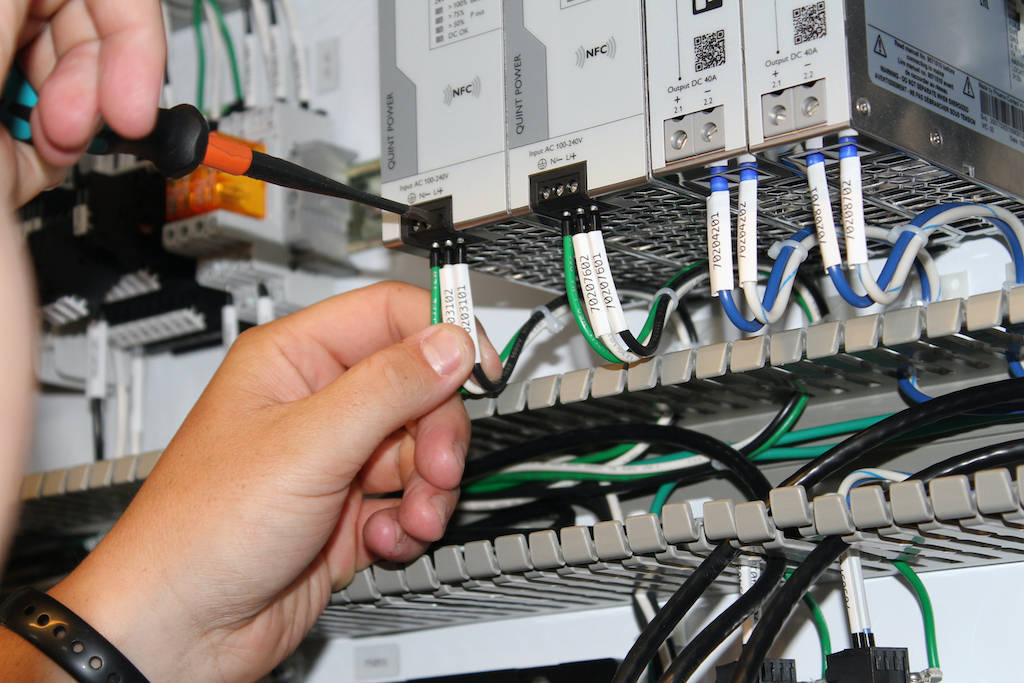 Precisely routed and labeled wires make a panel’s power distribution safer and easier to navigate. Courtesy: Hargrove Controls + Automation