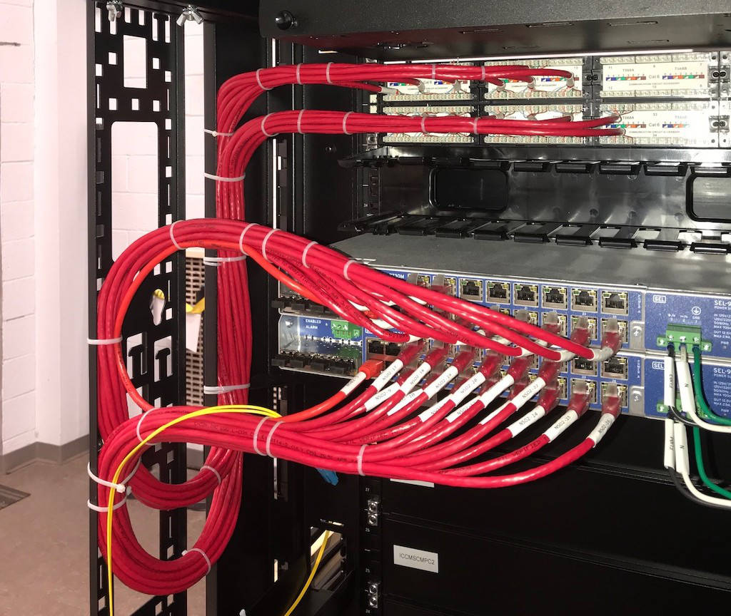CAT6 Ethernet running neatly from server to patch panel makes troubleshooting and maintenance more efficient. Courtesy: Hargrove Controls + Automation
