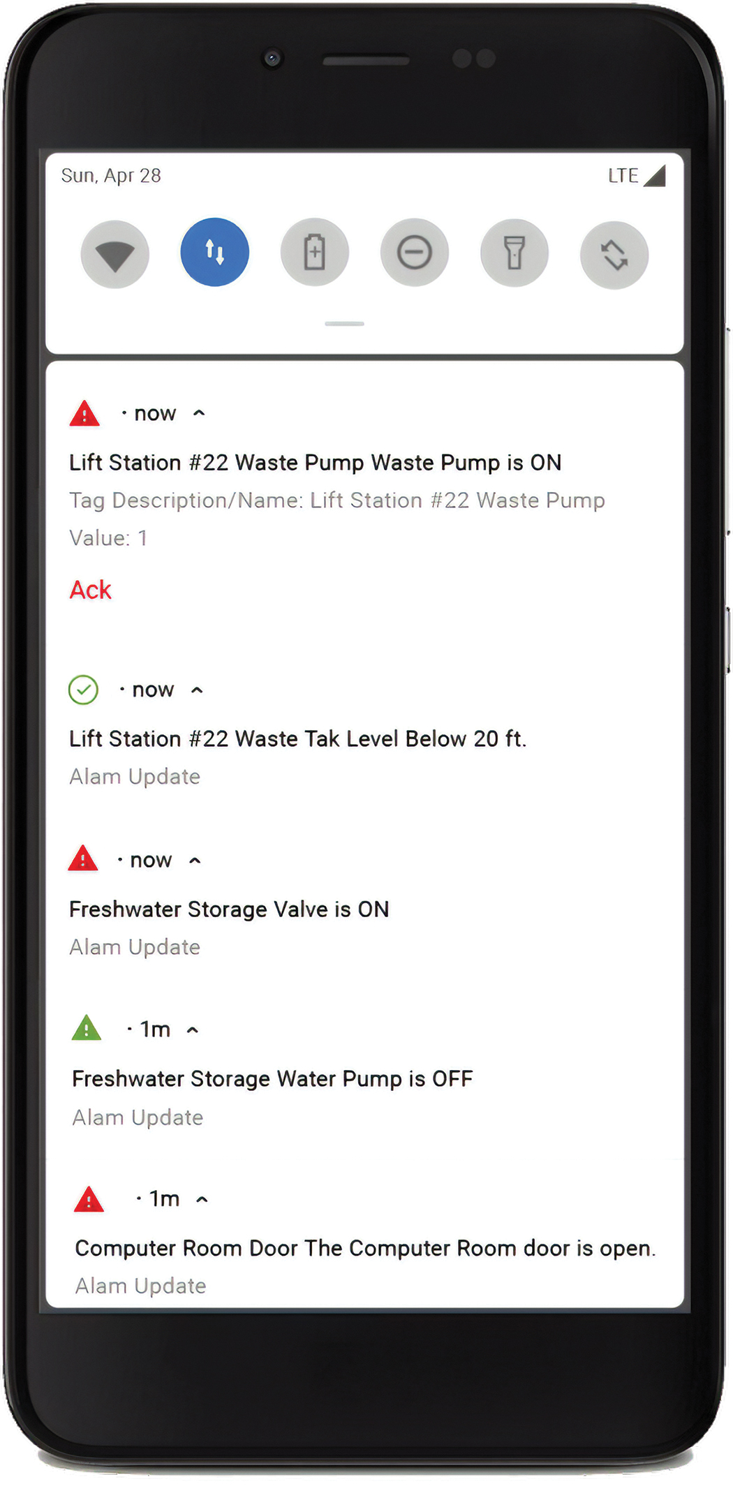  Push notifications let workers quickly see what is wrong, send an acknowledgment, and monitor alarm condition changes in real-time, right from a smartphone. Image courtesy: SmartSights