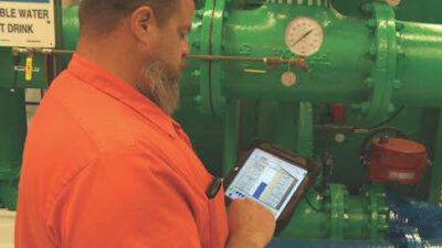 A Carson City employee monitors asset performance and KPI data directly from his mobile device. Courtesy: Schneider Electric
