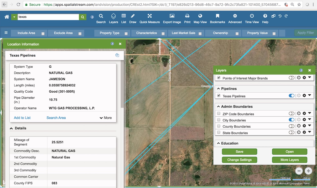 Image 1. Location information provides spatial context for areas along the pipeline, indicating how environmental factors support or degrade pipeline infrastructure integrity. Courtesy: DMTI Spatial, a Digital Map Products company