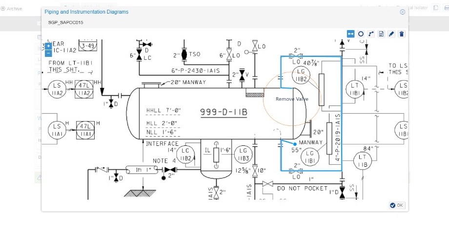 Access marked-up piping and instrumentation diagrams (P&IDs) from a worksite mobile device can make hazardous industries safer and more efficient. Courtesy: Petrotechnics