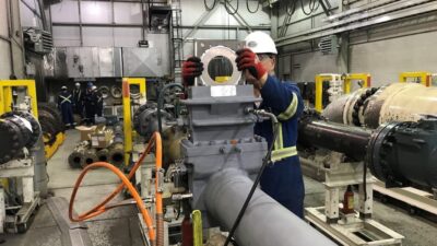 Figure 2: Orifice plate being removed for inspection and possible replacement to different beta. Courtesy: Emerson