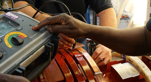 Insulation resistance tests were conducted before final reassembly. Courtesy: Sulzer