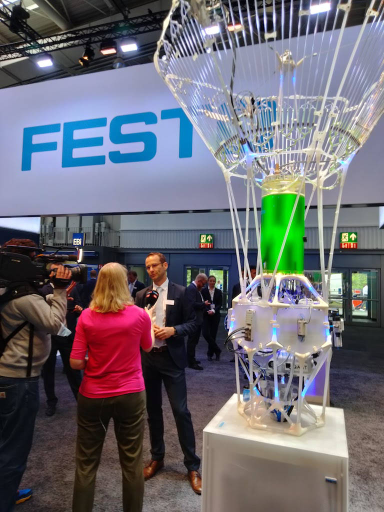 Festo presented the PhotoBionicCell at the Hannover Fair – a bioreactor that enables the efficient and large-scale photosynthesis of algae. Courtesy: CFE Media and Technology
