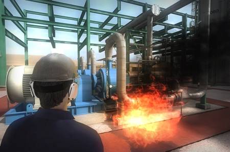 Simulated fires can train operators without actual damage.
