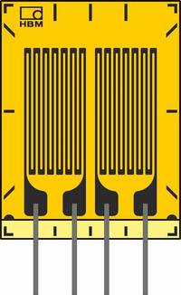 Engineers can configure bonded foil strain gauges designed with two (left) or four (right) grids in half- or full-bridge configurations able to compensate for temperature-dependent effects. Courtesy: HBM