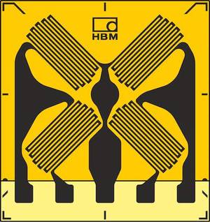 Engineers can configure bonded foil strain gauges designed with two (left) or four (right) grids in half- or full-bridge configurations able to compensate for temperature-dependent effects. Courtesy: HBM