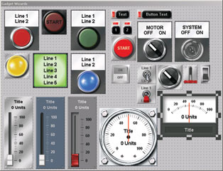 Software can help make control system integration easier. Software Toolbox Gadget Wizards is a collection of buttons, lights, switches, sliders, meters, fills and other graphic objects that plug into human-machine interface or operator interface software.