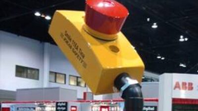 Jokab Safety, part of ABB, displayed a giant e-stop at a Pack Expo show a few years ago. CFE Media photo