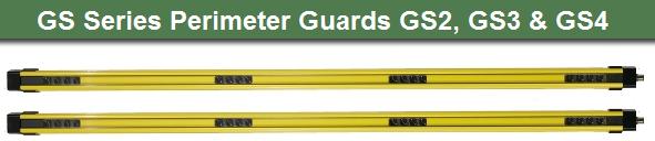 Tapeswitch GS-120 Perimeter Guards (shown) are for low-risk applications. Applications for the GS0120 series guards include protecting hazardous areas such as automated work cells or to monitor access or traffic in secure locations. Tapeswitch Perimeter Guards designed for safety and security applications provide a higher resolution (100 mm) compared to the company's standard line of perimeter guards (two, three and four beams). The light curtains have a maximum range of 30 meters.