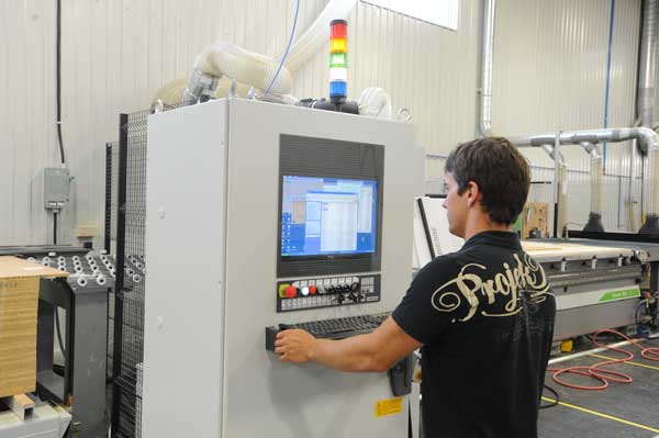The Biesse Rover Gantry machine’s HMI runs Microsoft Windows. Courtesy of TenAsys