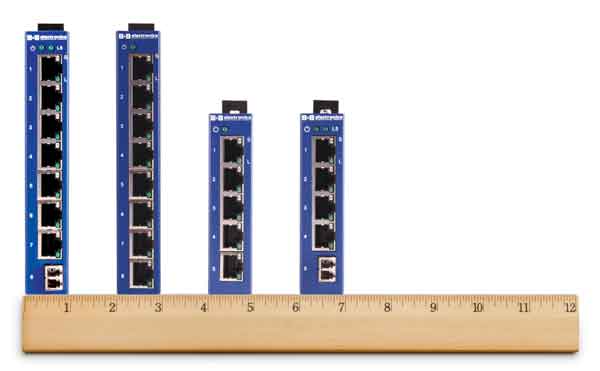 B+B Electronics Manufacturing Co., Inc. expanded its family of next-generation industrial unmanaged Ethernet switches with the ELinx ESW100 series featuring LC small-form-factor fiber connectors. Courtesy: B&B Electronics