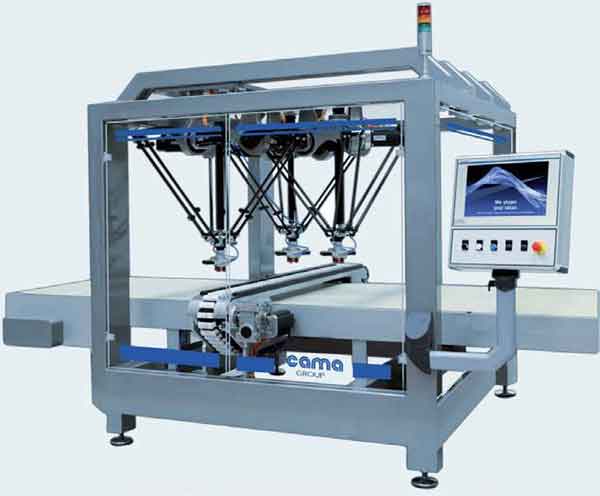New delta robot system from Cama (Lecco, Italy) uses Rexroth IndraMotion MLC motion logic and control unit for packaging, IndraDrive and IndraDyn drive system, and IndraWorks engineering software. Courtesy: Bosch Rexroth.