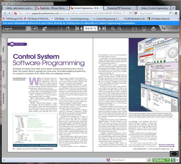 Control Engineering enhanced its digital edition in January 2012 to increase interactivity with subscribers and add readability across platforms.