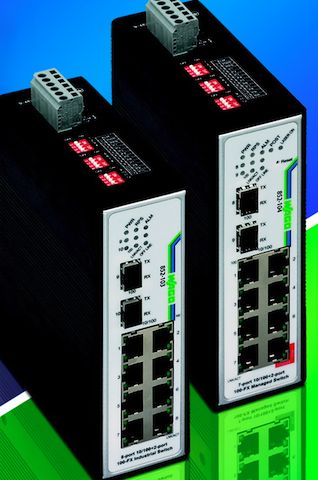 Two Ethernet switches have been added by Wago that operate in temperatures between -40°C to +70 °C. Both the 852-103 and 852-104 are designed for process, energy, transportation and automation applications. Courtesy: Wago