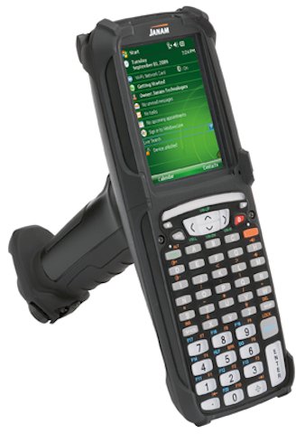 Janam Technologies' XG105 rugged mobile computer as a scan-intensive machine for demanding environments. Its laser barcode scanner has a range of up to 17 ft. Courtesy: Janam Technologies