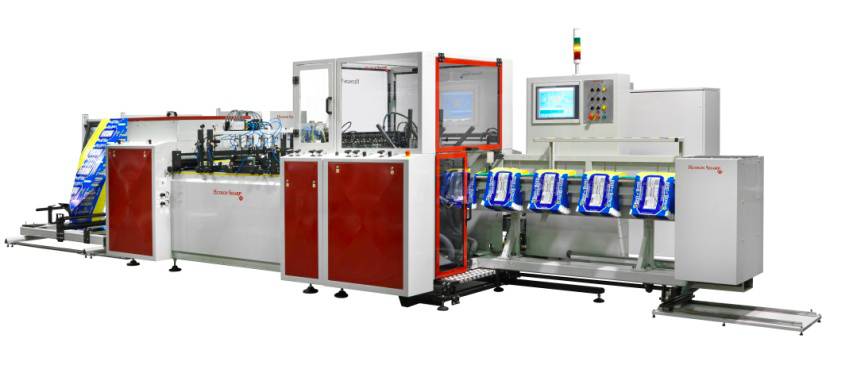 The 5750 High Speed Servo Wicketer by Hudson-Sharp is making its debut in North and South America. It can cycle over 400 cpm and can be programmed to automatically remove debris to prevent delays. Courtesy: Hudson-Sharp