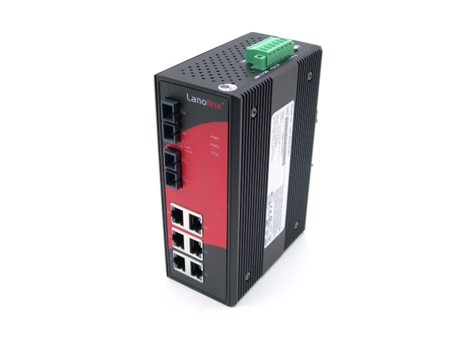 The LNX-802AG multi- and single-mode industrial switches by Aaxeon have a wide-ranging power design and are enclosed in an IP30 aluminum case for harsh environments. Courtesy: Aaxeon Technologies