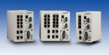 The Allen-Bradley Stratix 5700 line of industrial Ethernet switch simplifies machine-level networks through configuration and monitoring rools and is available with 6, 10, and 20 fixed-port configurations. Courtesy: Rockwell Automation