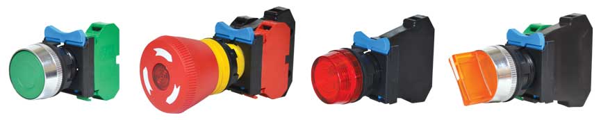 c3controls line of American-made 22 mm pilot devices include a modern, low-profile design that helps machine builders and panel builders save space behind the control panel. Time is saved also; no tools are needed for installation or removal: c3controls