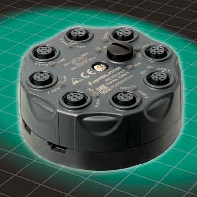 This 4-input and 4-output I/O module is clamped onto the AS-Interface network cable. It takes one center-mount screw to establish the data and power connection. AS-Interface devices tend to be designed for enclosure-mount applications (IP20) or as field-m