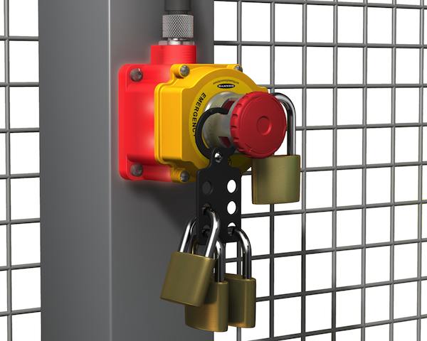 The Surface Flush Mount E-Stop emergency stop buttons by Banner Engineering feature EZ-Light Logic and multiple E-stops can be connected via for system-wide control and safety. Courtesy: Banner Engineering