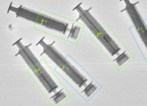 Figure 3: Screen capture from video partially shows what Denso robots see when picking syringes using NI machine vision and NI LabVIEW. Courtesy: National Instruments