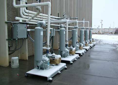 These pumps create the required vacuum pressure for the wicket-style bag-making machines. Courtesy: AutomationDirect