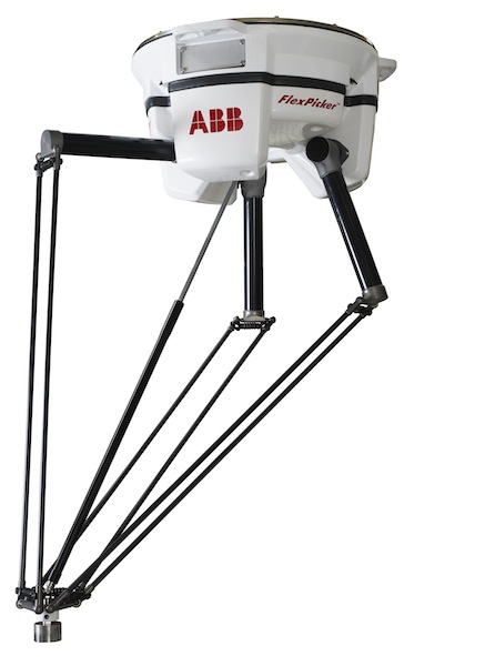 The 8 kg model of ABB Robotics' IRB 360 FlexPicker line handles up to 100 cycles per minute and has improved motion tuning as well as handle higher payloads. Courtesy: ABB