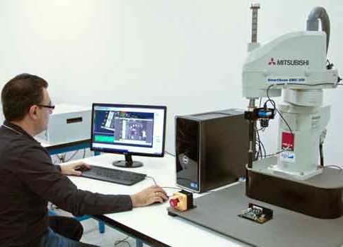 The SmartScan EMC test machine using Mitsubishi Electric’s 4-axis RH-6SDH SCARA robot is one of Amber Precision Instruments’s most popular products. Seeing the value from the first 6-axis robot, API selected two models of 4-axis SCARA (selective compliant