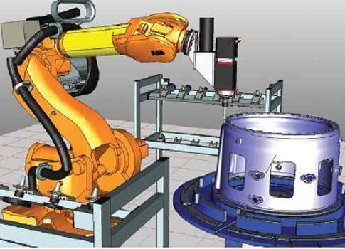 RobotExpert from Siemens PLM Software performs a deburring simulation with an ABB Robotics robot. Courtesy: Siemens PLM Software