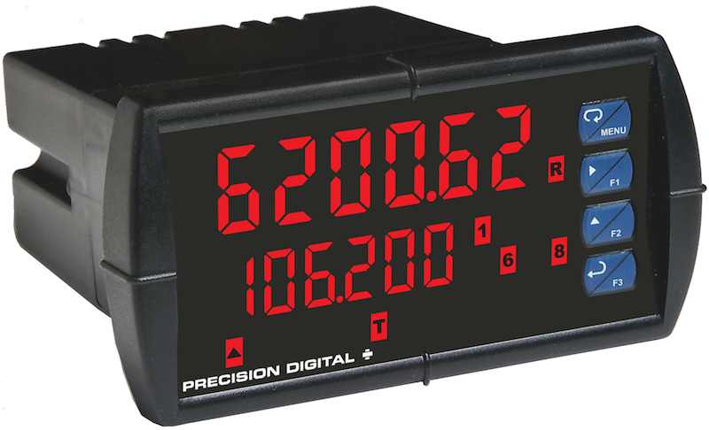 Precision Digital's ProVu PD6262 and PD6363 Dual-Input Flow Rate/Totalizers are designed to perform independent programming of inputs, including separate selection of input type and scaling (Pictured: PD6262). Courtesy: Precision Digital