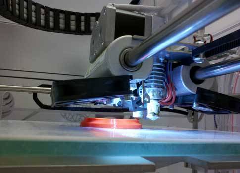 3D printers vary in technology and come in many shapes and sizes; few use sophisticated motion control and feedback that could increase precision and speed. This is the print mechanism of a CubeX Duo by Cubify 3D Systems (www.Cubify.com), at Inside 3D Pri
