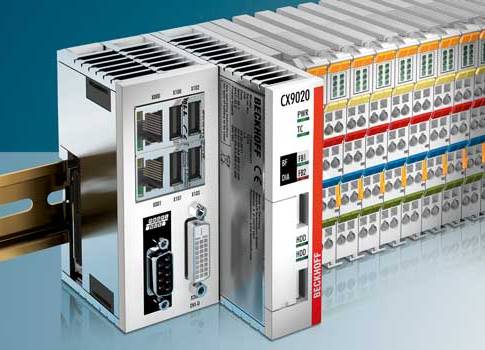 Beckhoff Automation CX8000 or CX9020 (shown) Embedded PCs, as well as Beckhoff Bus Terminal Controllers, are all supported by TwinCAT programming software (supporting IEC 61131-3 programming). BC and BX controllers vary by memory sizes, and BX has expande