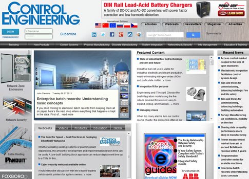 Control Engineering, part of CFE Media, announces the redesign of its website to improve the experience for site visitors to www.controleng.com. Courtesy: CFE Media