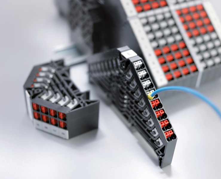 Weidmuller's PRV (Push-In Marshalling) and PPV (Push-In Power Distribution) 4/8/16 terminal block series are designed for DCS marshalling and distributing PLC application signals. Courtesy: Weidmuller
