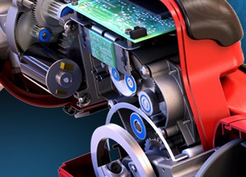 Cutaway of Rethink Robotics Baxter looks as real as the real robot but is faster and easier to display due to refinements in SolidWorks 2014. Courtesy: Dassault Systèmes SolidWorks