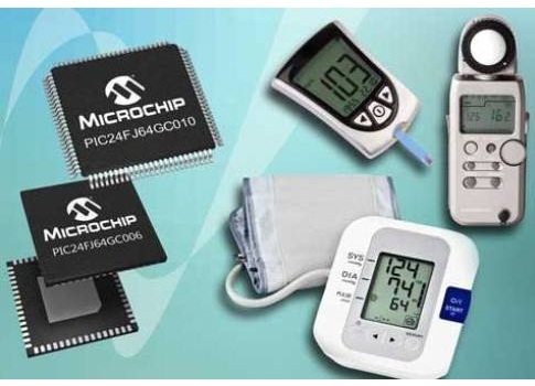Microchip PIC microcontroller system on a chip integrates 16-bit ADC, 10 Msps ADC, DAC, USB, and LCD: Microchip PIC24FJ128GC010 family provides intelligent analog and very low power for portable medical and industrial applications. Courtesy: Microchip Tec