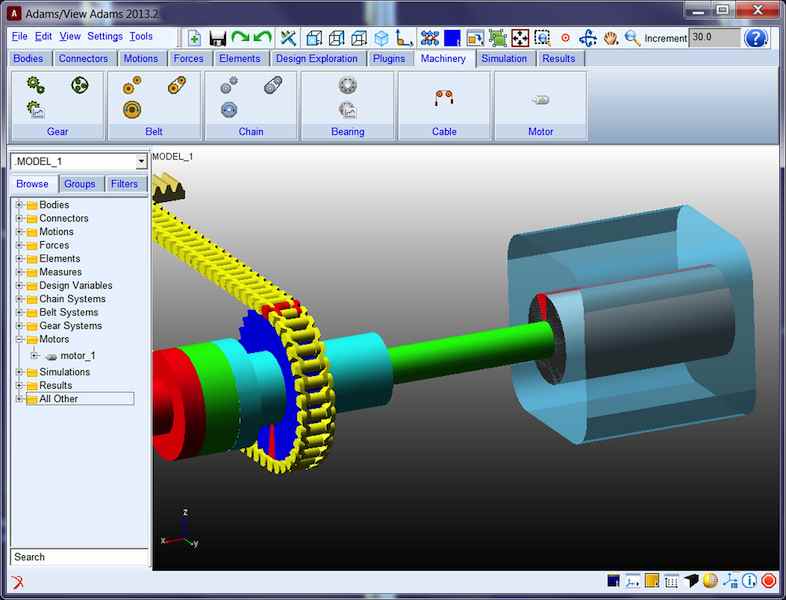 MSC Software Corporation's Adams/Machinery 2013.2 is a customized analysis software package specifically focused on machine design for industrial, automotive, and machinery markets. Courtesy: MSC Software