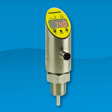 The TS530 by Turck has an integrated resistance temperature detector (RTD) and has IP69K protection ratings, making it ideal for harsh manufacturing environments. Courtesy: Turck