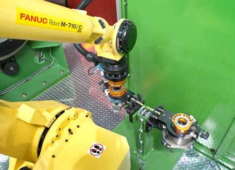 This robot arm used in a welding application implemented by Houston-based ARC Specialties uses a CX1010 Embedded PC and TwinCAT NC PTP software from Beckhoff Automation to cost-effectively control a Fanuc ArcMate M710IC-50 robot and nearby machine, positi