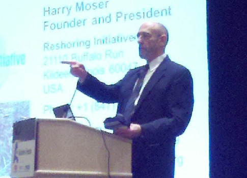 Harry C. Moser, founder and president, Reshoring Initiative, touts manufacturing automation as an important way to improve local economic health, innovation, and competitiveness in global markets. He spoke at the January A3, AIA, MCA, and RIA business mee